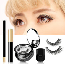 Heißes verkaufendes magisches Eyeliner-Set mit 3 Paar synthetischen 3D-Magnetwimpern und Mascara und Lockenwickler